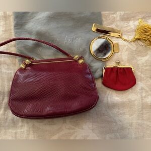 Gorgeous Burgundy Snakeskin Evening Bag by Judith Leiber